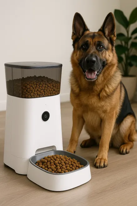 How an automatic feeder for large dogs works