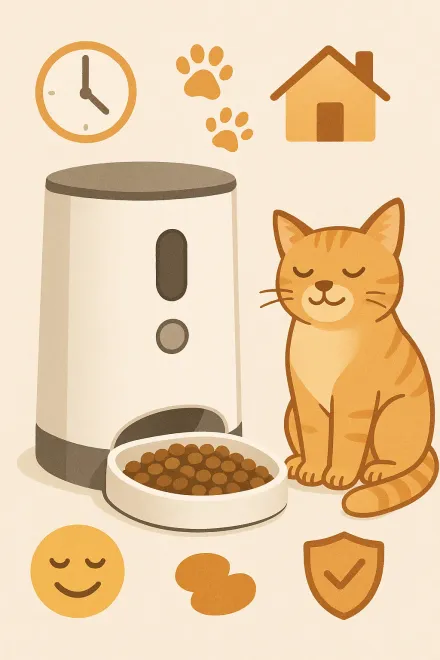 Pet using an automatic feeder