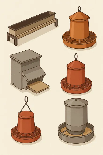 Types of laying hen feeders