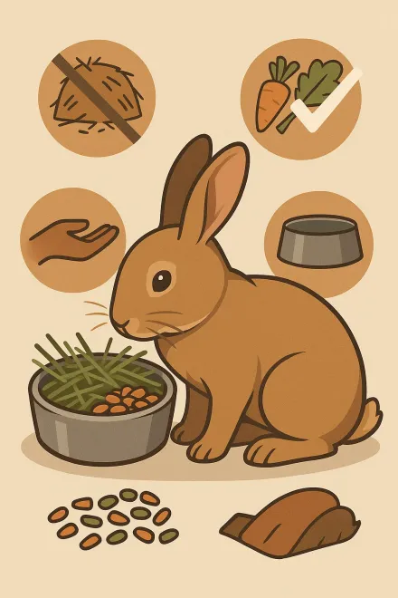 Rabbit eating from a hopper feeder
