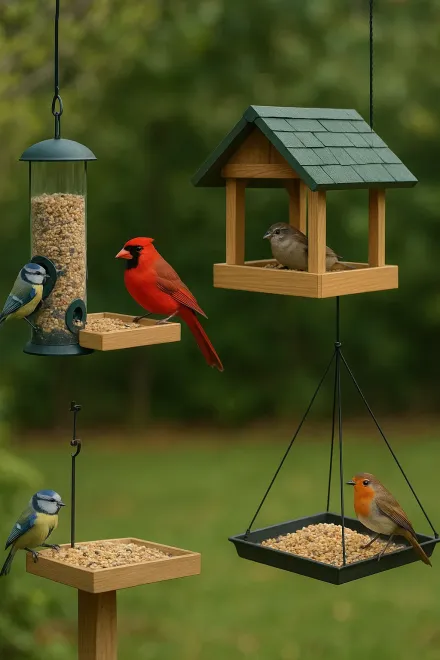 Hanging outdoor bird feeder