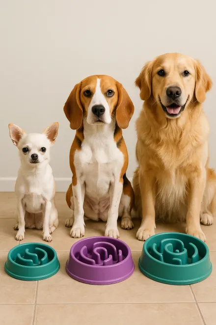 Person choosing the right slow feeder for their dog