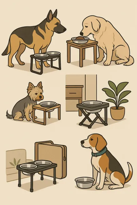 Owner choosing a stand feeder for their dog