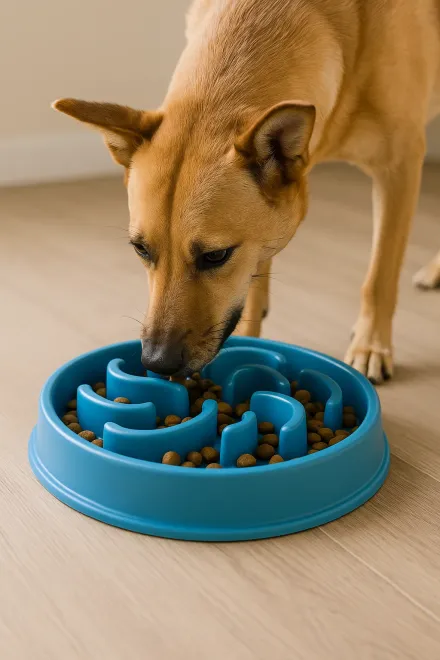 Anti-stress dog bowl with maze design