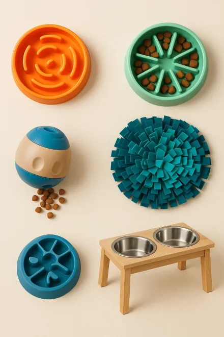 Different types of anti-stress bowls for dogs