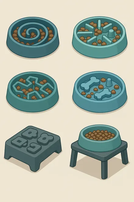 Various slow feeder bowl designs