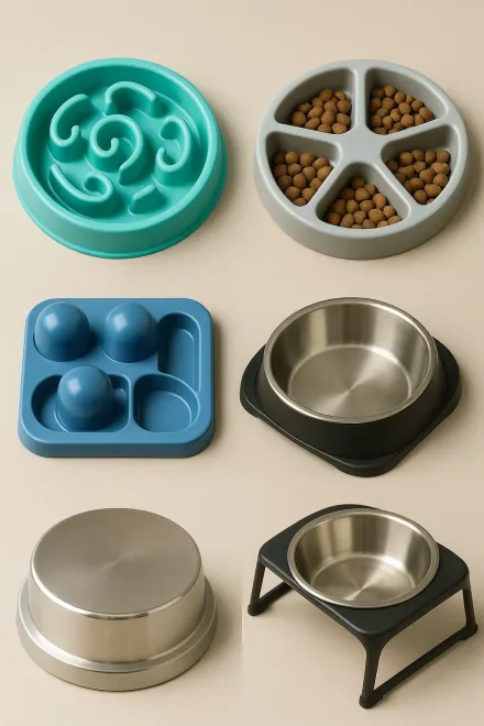 Different models of slow feeder bowls for dogs
