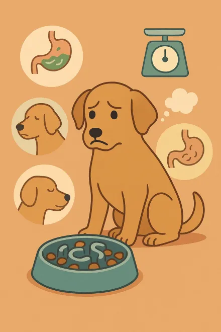Dog eating more slowly with an anti-anxiety bowl